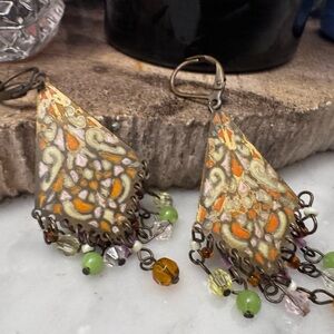 Handcrafted Multicolor Filigree Teardrop Earrings - Women Jewelry